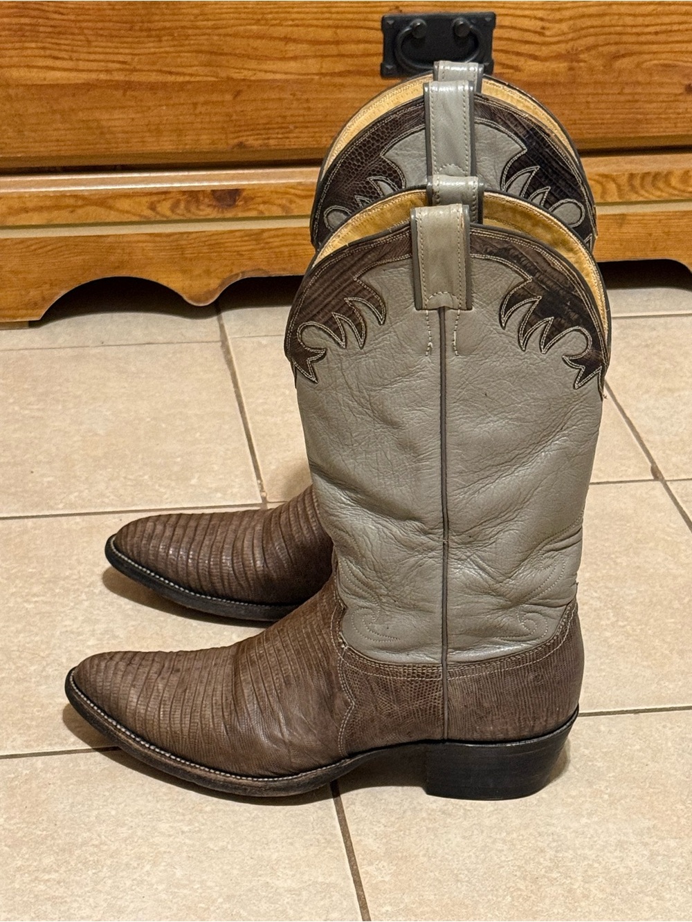 Vintage 1970 's Mens Justin
Exotic Leather Lizard Cowboy Boots 10D Style 4531 - Picture 2 of 12